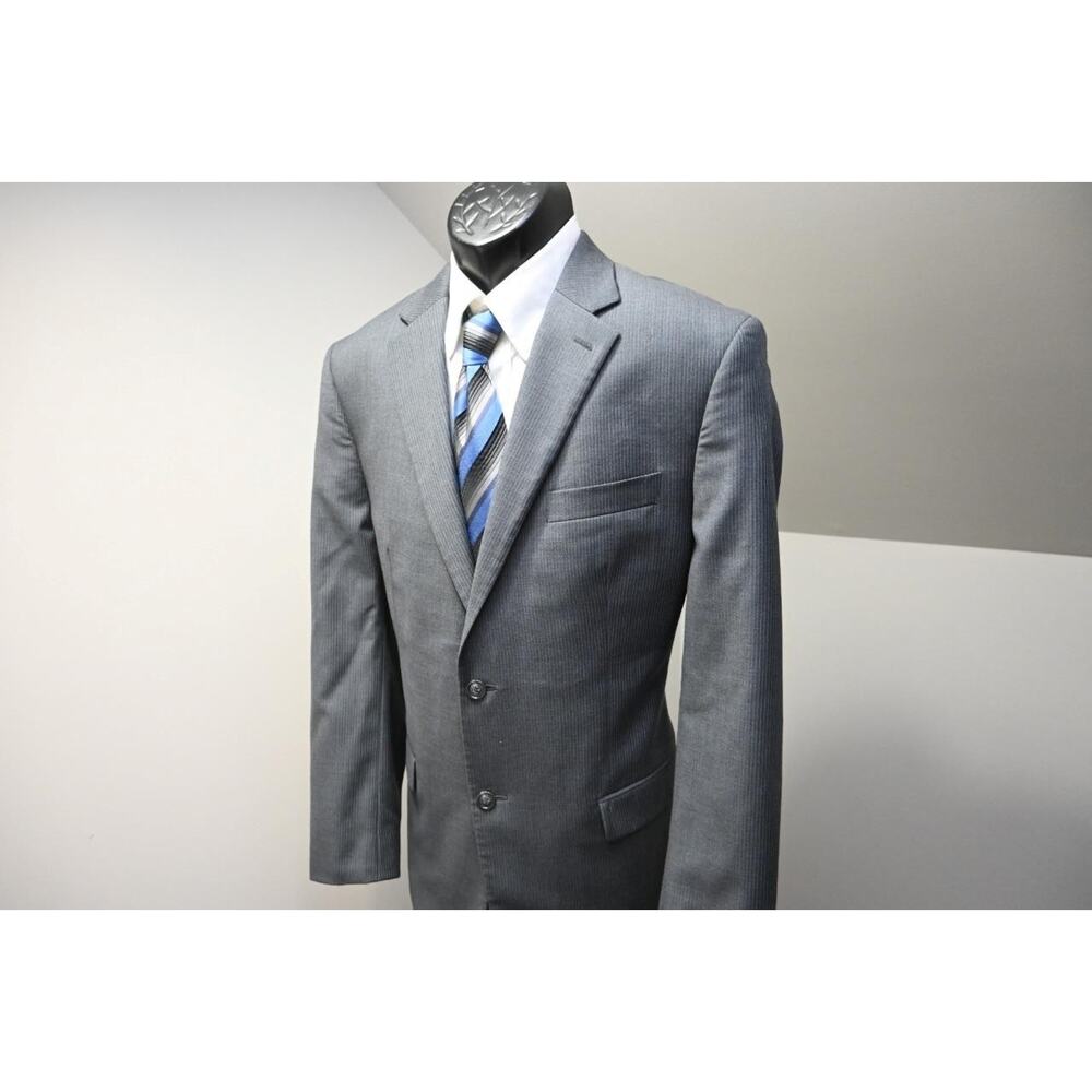 Donald J. Trump 100% Wool Gray Striped Suit Pants Jacket Mens Sz 36 x‎ 32 42 L